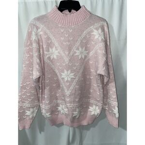 Vintage 80s Sweater‎ Exchange Pink with Silver Sparkle Made in USA